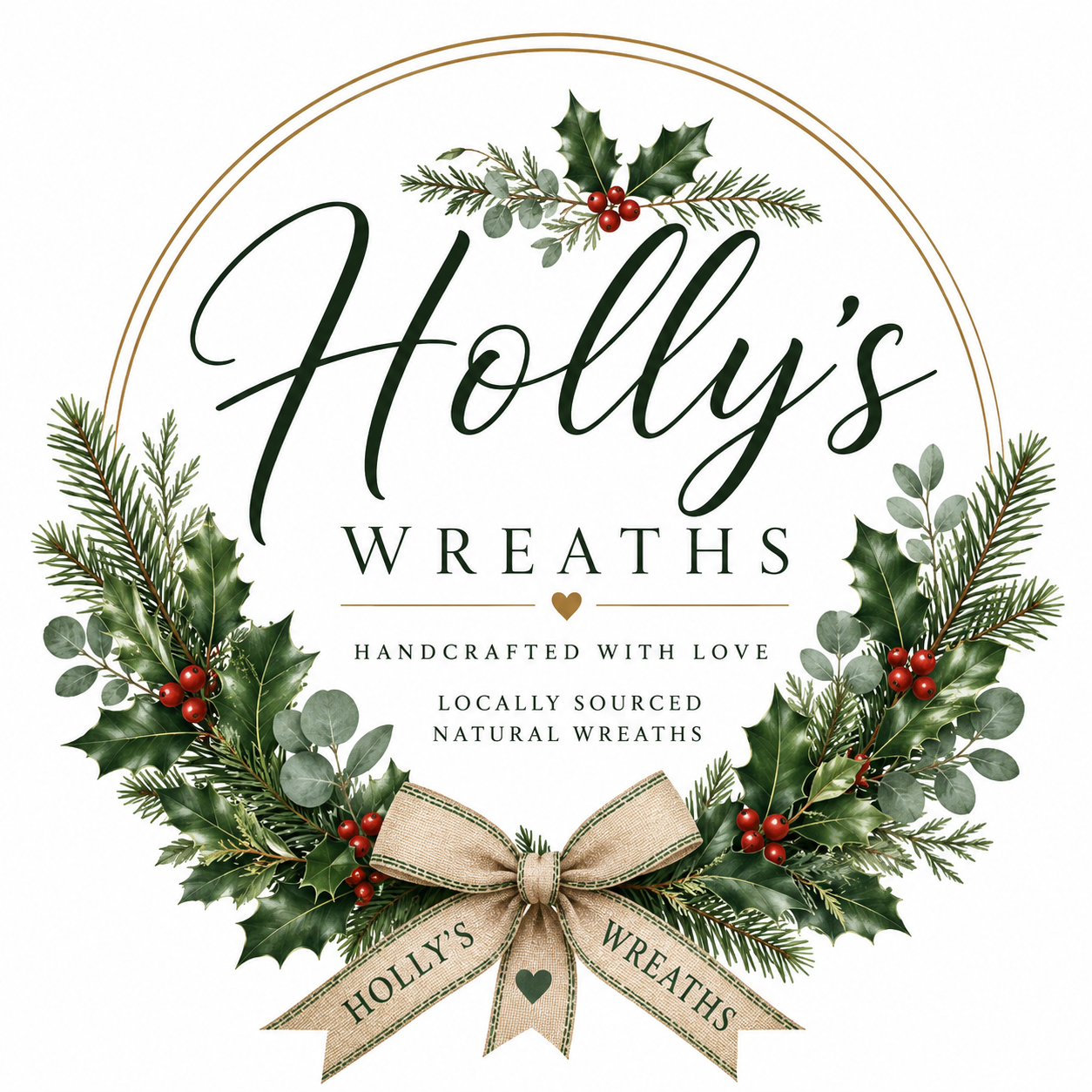 Holly's Wreaths logo - handcrafted locally sourced natural wreaths